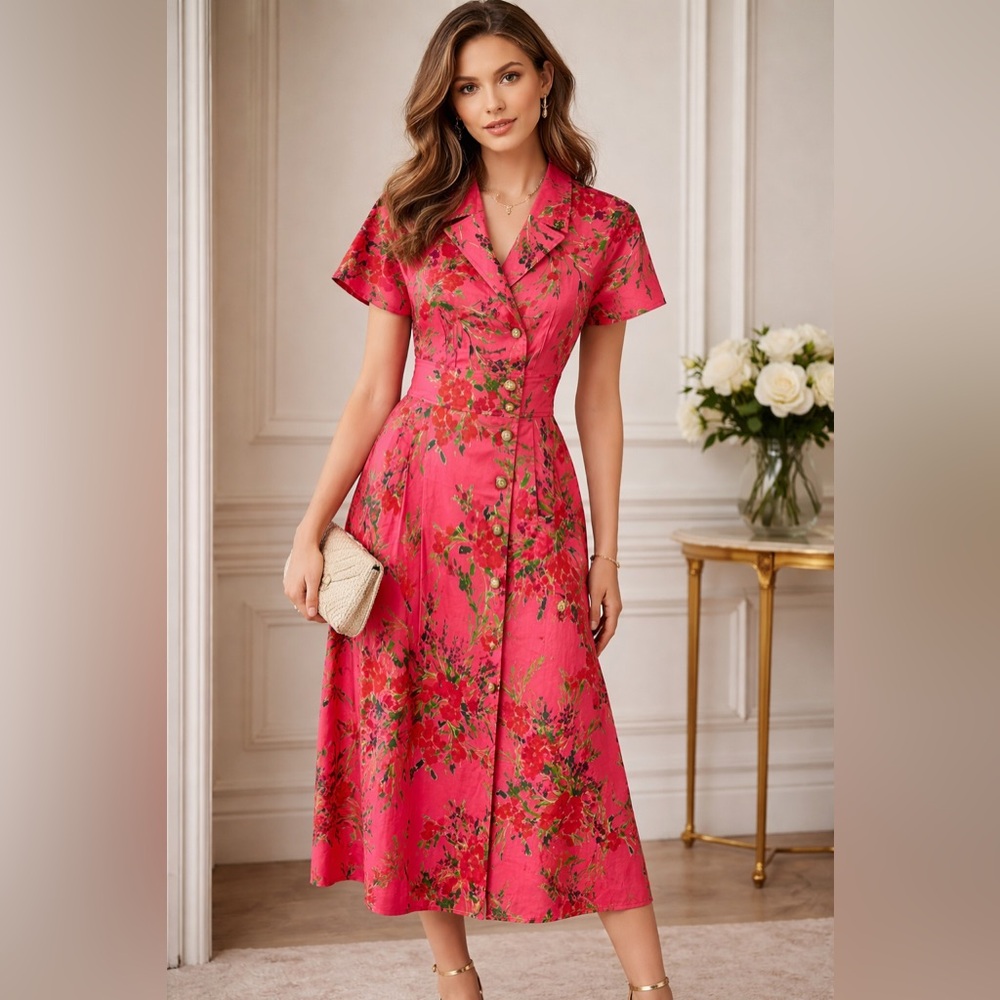 NWT Hermoza Elena Wonderland Wonder Midi Dress MSRP $258 XS